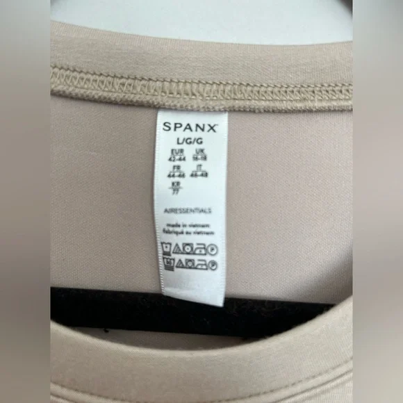 SPANX AirEssentials Tank‎ Dress Tahini Scuba Knit Sleeveless Belted NWT Size L - Picture 7 of 8